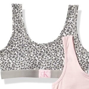 Calvin Klein Cotton Bralette Cheetah Animal Print Grey & Pink Extra Small